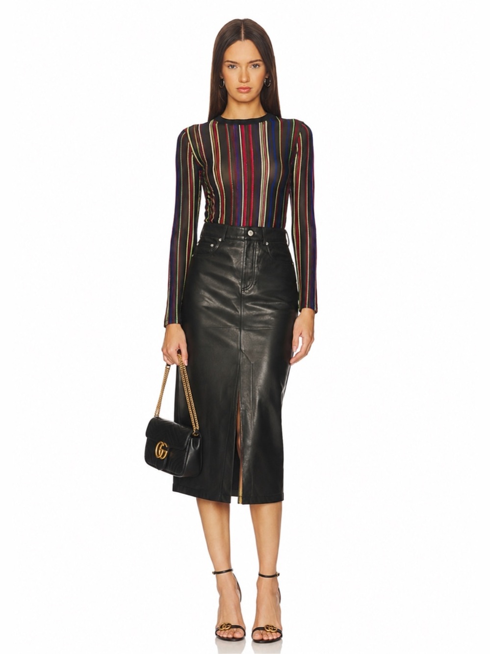 PS PAUL SMITH Leather MIDI Skirt